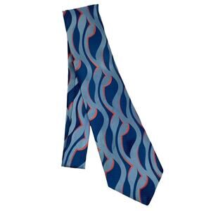 Gunter's Fashion Neck Tie Geometric Blue Orange Import Polyester Vintage 74"